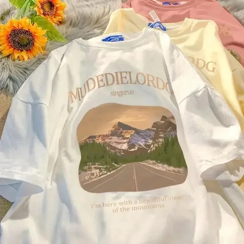 Summer Cartoon Fashionable Printed Short-sleeved T-shirt for Ladies and Boys Same Loose Casual Large-size Top Universal
Summer Cartoon Fashionable Printed Short-sleeved T-shirt for Ladies and Boys Same Loose Casual Large-size Top Universal