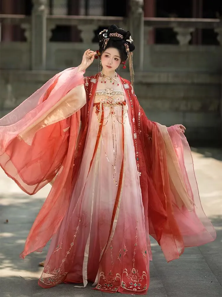 Chinese Hanfu Dress Women Ancient Red Gradient Embroidery Hanfu Halloween Fairy Cosplay Costume Hanfu Dress Party Outfit
Chinese Hanfu Dress Women Ancient Red Gradient Embroidery Hanfu Halloween Fairy Cosplay Costume Hanfu Dress Party Outfit