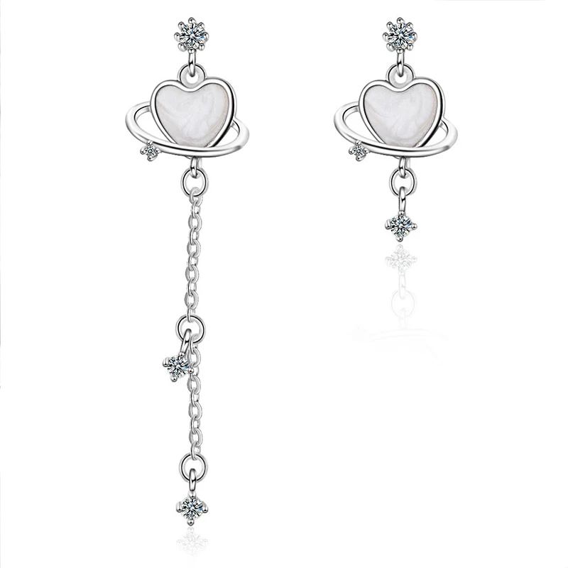 Asymmetry Heart Tassel Earrings 925 Silver Korean Fashion Long Piercing Ear Jewelry Personalized Woman Dangle Party Accesories
Asymmetry Heart Tassel Earrings 925 Silver Korean Fashion Long Piercing Ear Jewelry Personalized Woman Dangle Party Accesories