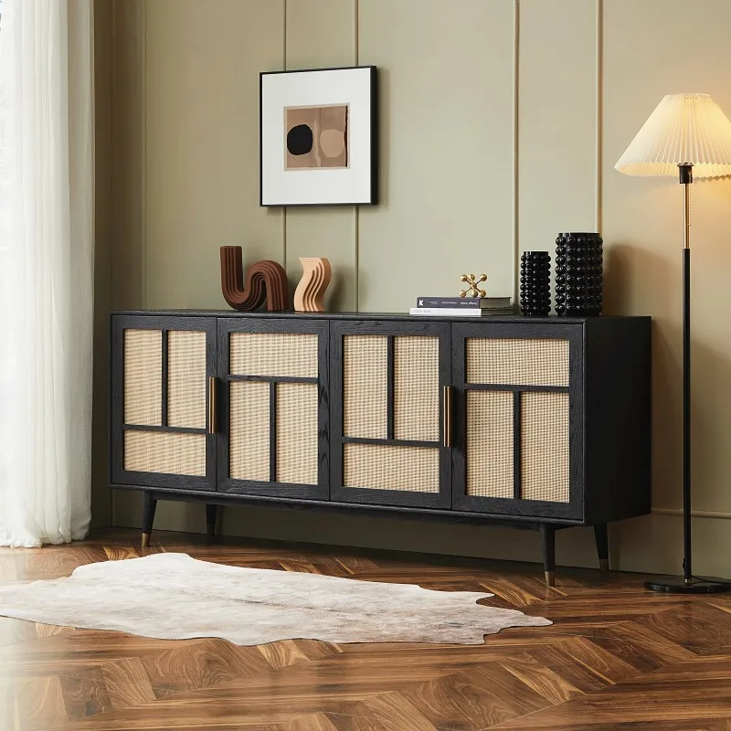 Solid wood dining side cabinet, living room household rattan oak foot double door cabinet, modern simplicity
Solid wood dining side cabinet, living room household rattan oak foot double door cabinet, modern simplicity