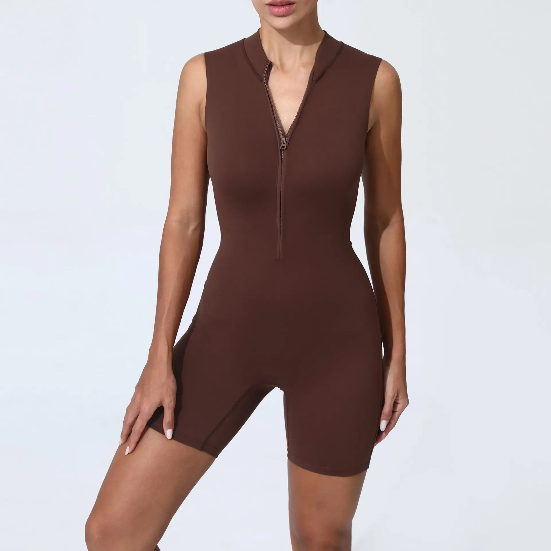 Seamless Yoga Jumpsuit Sports Fitness Peach Hip Tight Summer Zipper Sleeveless Bodysuit Workout Clothing Gym Tracksuit for Women
Seamless Yoga Jumpsuit Sports Fitness Peach Hip Tight Summer Zipper Sleeveless Bodysuit Workout Clothing Gym Tracksuit for Women