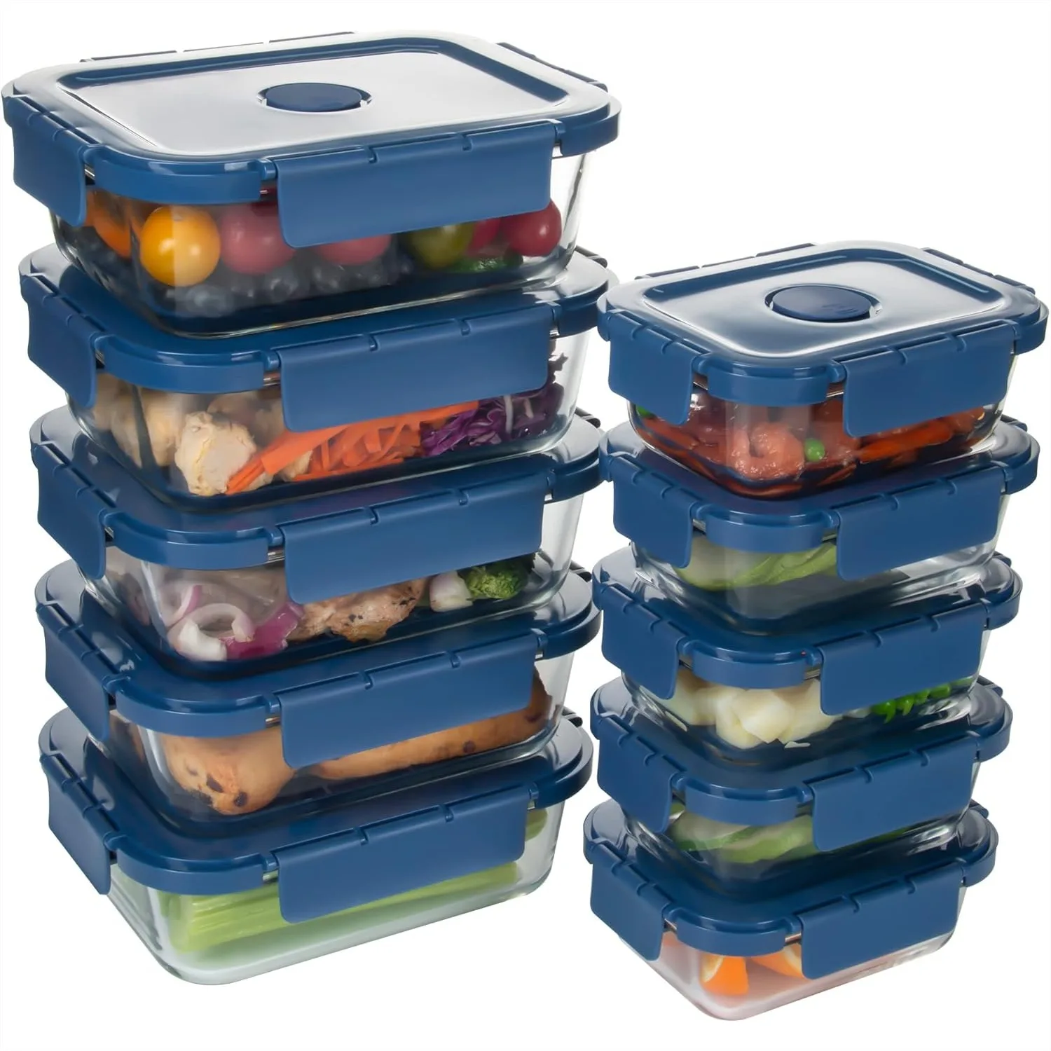 Glass Food Storage Containers 10 Pack, Meal Prep with Snap Locking Lids Airtight Air Vents, Microwave Dishwasher Safe, Navy Blue
Glass Food Storage Containers 10 Pack, Meal Prep with Snap Locking Lids Airtight Air Vents, Microwave Dishwasher Safe, Navy Blue