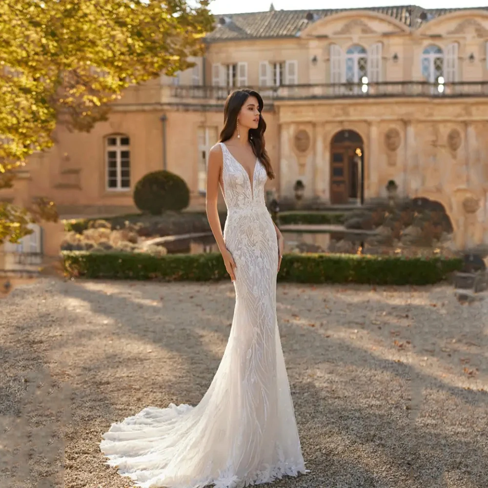 DRESS FORU Elegant Sexy Wedding Dress Lace for Floor-Length V-Neck Backless Prom Dress Mermaid Robes De Soirée Customized
DRESS FORU Elegant Sexy Wedding Dress Lace for Floor-Length V-Neck Backless Prom Dress Mermaid Robes De Soirée Customized