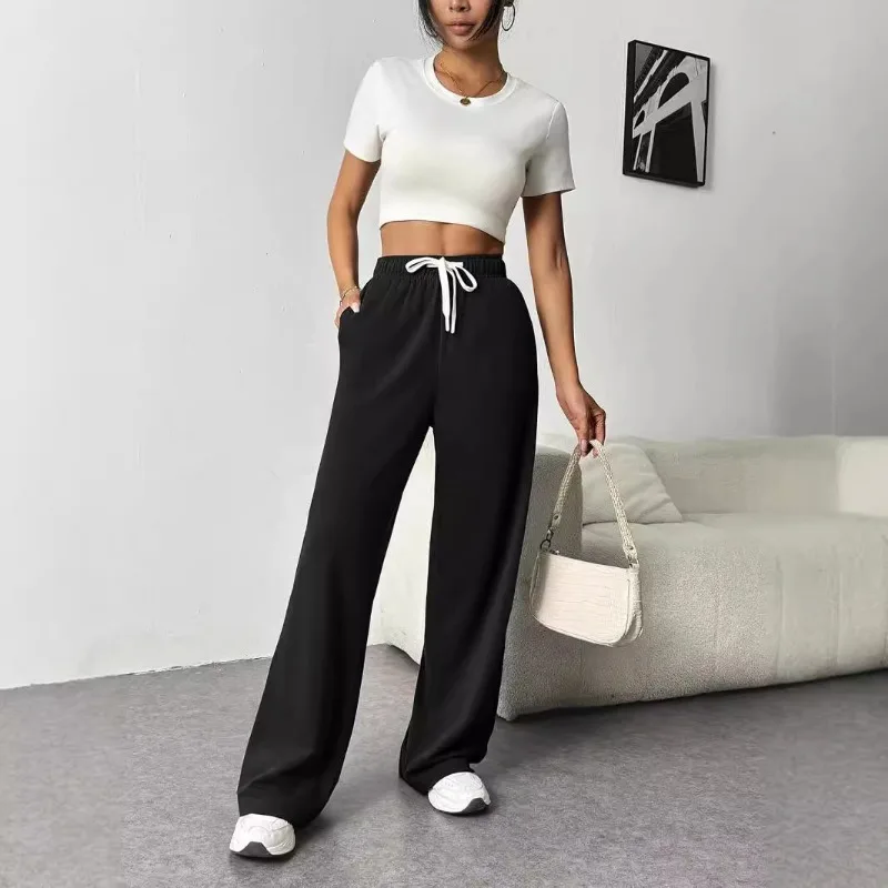 Women's High Waist Drawstring Wide Leg Pants Casual Sports Joggers With Pockets
Women's High Waist Drawstring Wide Leg Pants Casual Sports Joggers With Pockets