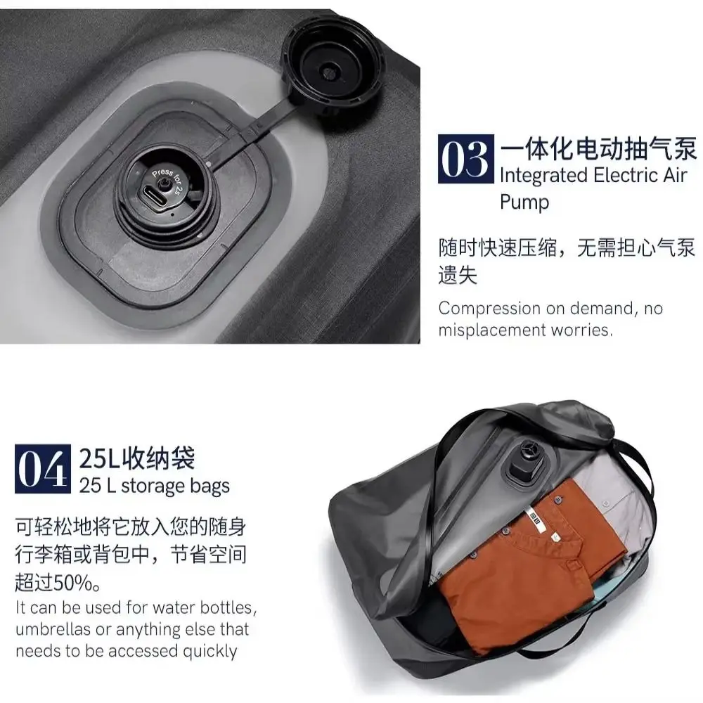 25L Capacity Vacuum Compression Bag Reusable & Durable Waterproof Fabric Space Saver Bag Compression Function