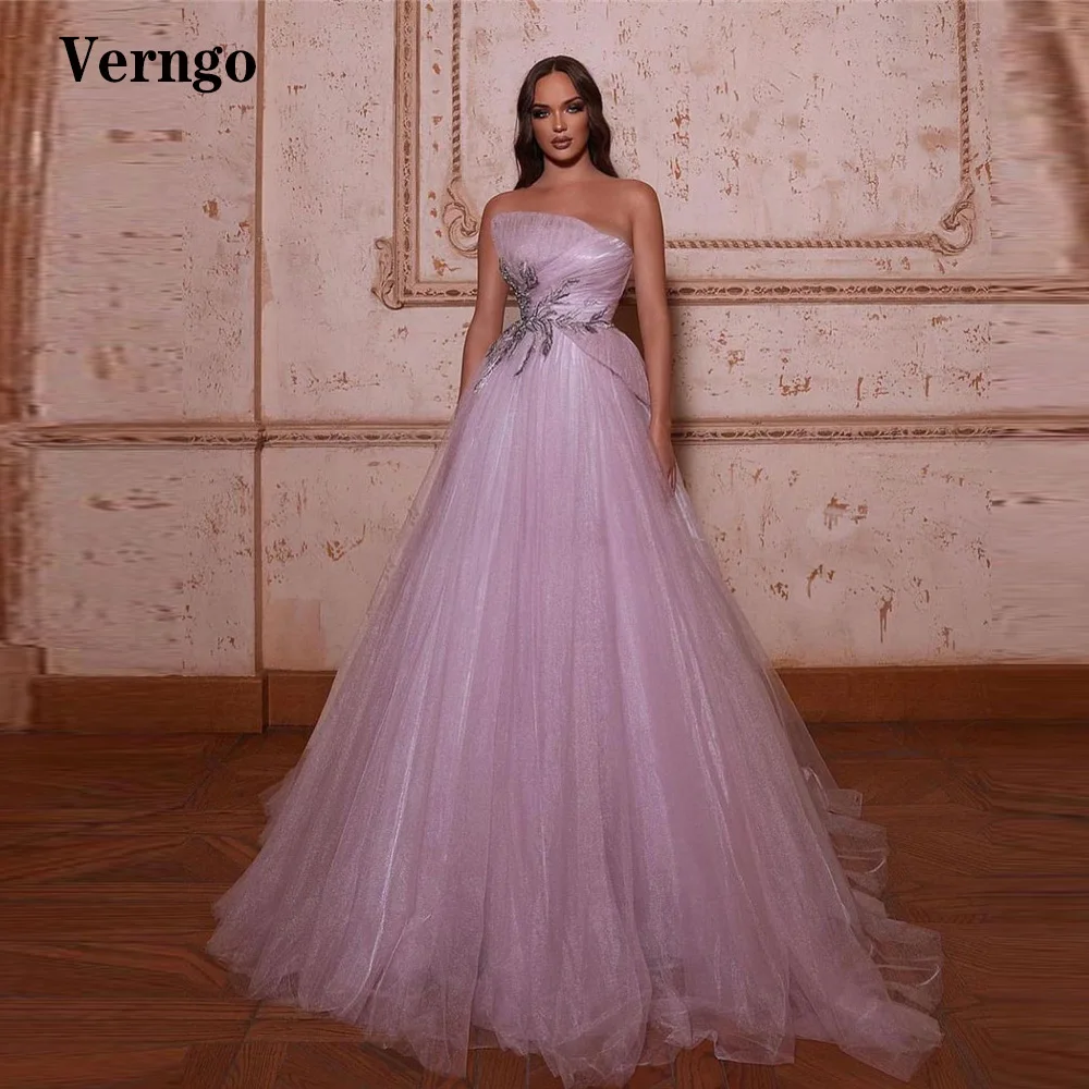 Verngo Glitter Pink Tulel Long Prom Dresses Special Neck Design Applique Elegant Evening Gowns Robe de mariage 2022 Newest
Verngo Glitter Pink Tulel Long Prom Dresses Special Neck Design Applique Elegant Evening Gowns Robe de mariage 2022 Newest