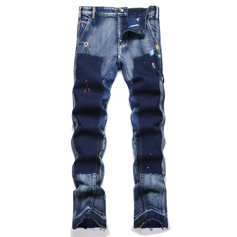New Punk Style Blue Men's Jeans Straight Flared Mid-Waisted Casual Wear Hip Hop Street Trend Pants
New Punk Style Blue Men's Jeans Straight Flared Mid-Waisted Casual Wear Hip Hop Street Trend Pants