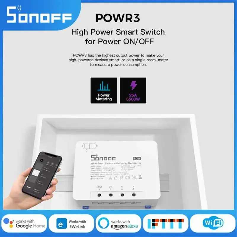 SONOFF POWR3 Wi-Fi Smart DIY Switch 25A 5500W Измерение мощности Защита от перегрузки Энергосберегающее приложение EWelink Alexa Voice Conrol
SONOFF POWR3 Wi-Fi Smart DIY Switch 25A 5500W Измерение мощности Защита от перегрузки Энергосберегающее приложение EWelink Alexa Voice Conrol