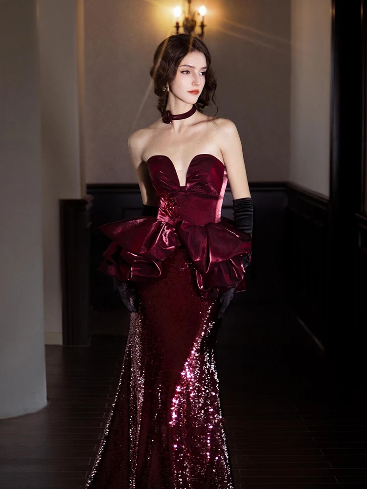 High-End Evening Dress Sequined Host Temperament Toast Light Luxury Minority Banquet Engagement Tube Top Fishtail for Women
High-End Evening Dress Sequined Host Temperament Toast Light Luxury Minority Banquet Engagement Tube Top Fishtail for Women