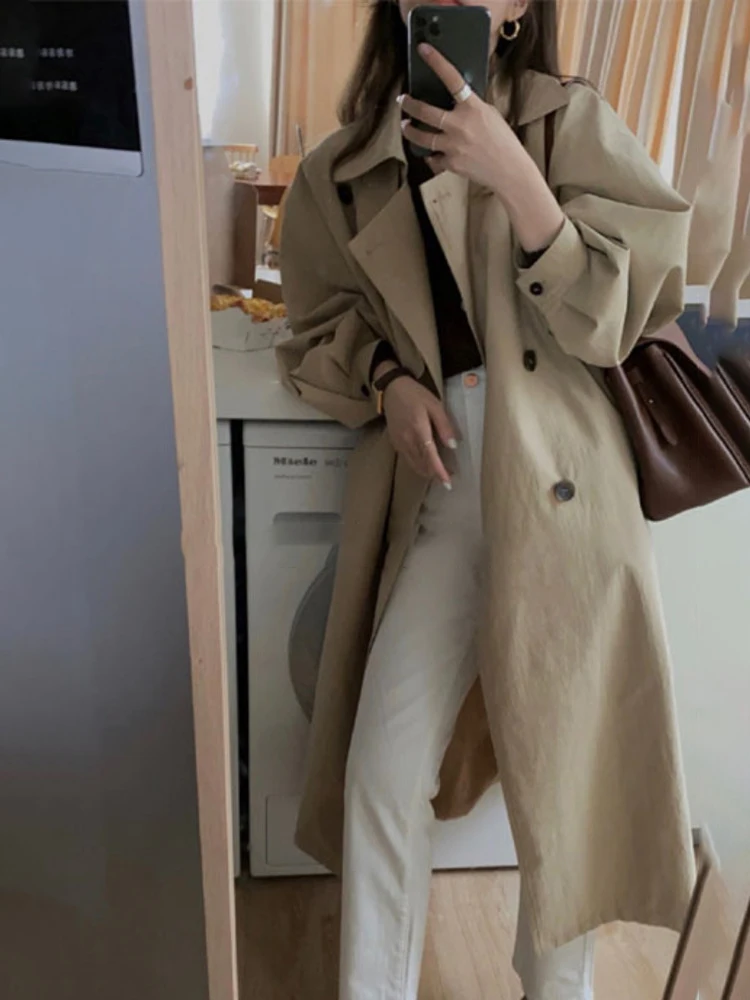 2022 Trench Coats For Women Autumn Winter New Lapel Long Sleeve Double Breasted Solid Color Casual Loose Jacket Female
2022 Trench Coats For Women Autumn Winter New Lapel Long Sleeve Double Breasted Solid Color Casual Loose Jacket Female
