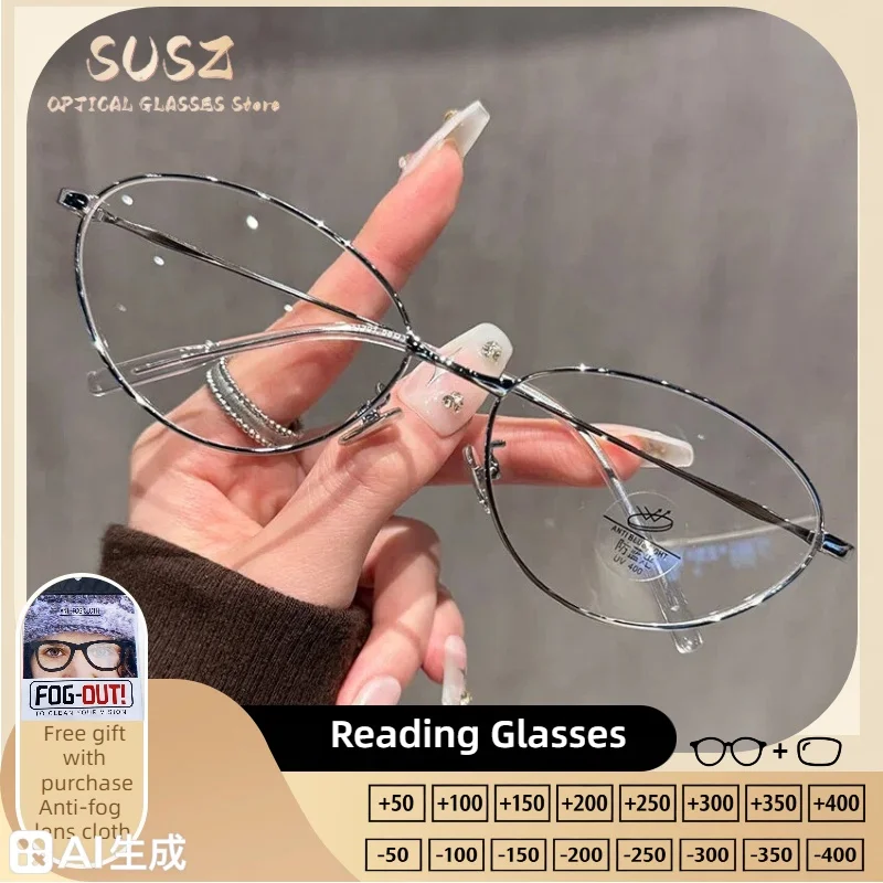 SUSZ Reading Glasses Retro Women's Cat Eye Myopia Prescription Eyeglasses High Quality Progressive Glasses Anti Blue Light
SUSZ Reading Glasses Retro Women's Cat Eye Myopia Prescription Eyeglasses High Quality Progressive Glasses Anti Blue Light