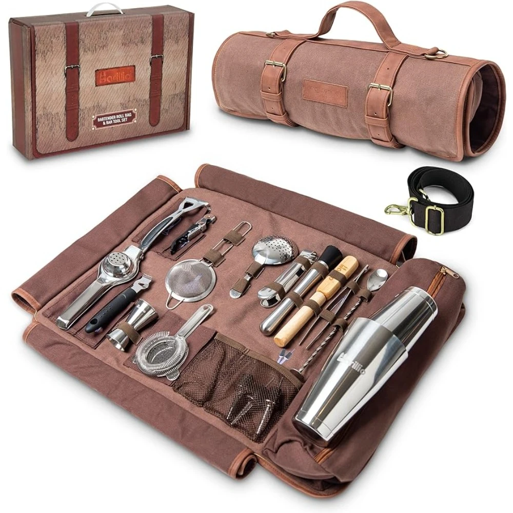 Mixer With Portable Waxed Canvas Bag Including Shoulder Strap for Easy Carry | Travel Cocktail Set Shaker Barware Kitchen Dining
Mixer With Portable Waxed Canvas Bag Including Shoulder Strap for Easy Carry | Travel Cocktail Set Shaker Barware Kitchen Dining