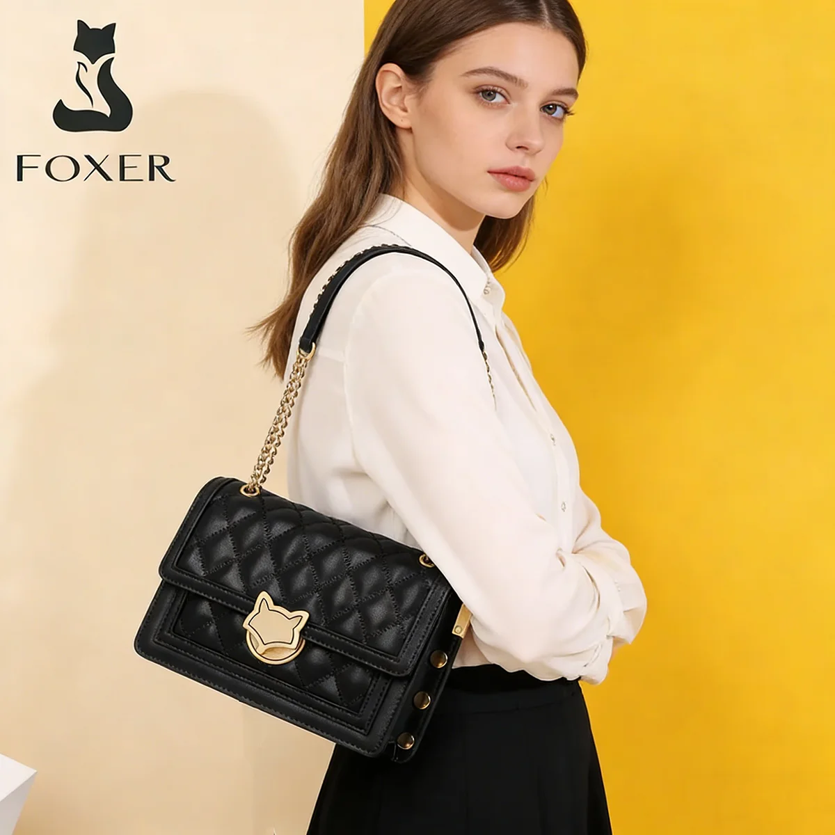 FOXER Elegant Women's Shoulder Bag 2026 New Quilted Cowhide Leather Lady Crossbody Bag High Quality Daily Commuter Bag as Gift
FOXER Elegant Women's Shoulder Bag 2026 New Quilted Cowhide Leather Lady Crossbody Bag High Quality Daily Commuter Bag as Gift