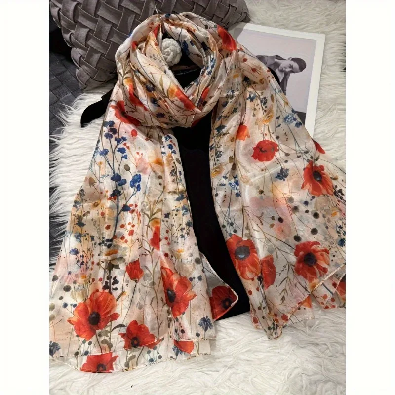 Lightweight Large 100% Mulberry Silk Scarf for Women Oblong Shawl Neck Scarf Beach Wrap Headscarf Gift Pack Beige floral print
Lightweight Large 100% Mulberry Silk Scarf for Women Oblong Shawl Neck Scarf Beach Wrap Headscarf Gift Pack Beige floral print