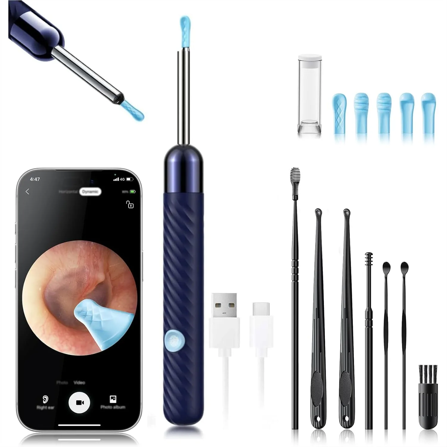 Ear Wax Removal Tool with 1080P HD Camera and 7-Piece Ear Cleaning Kit for iOS & Android
Ear Wax Removal Tool with 1080P HD Camera and 7-Piece Ear Cleaning Kit for iOS & Android