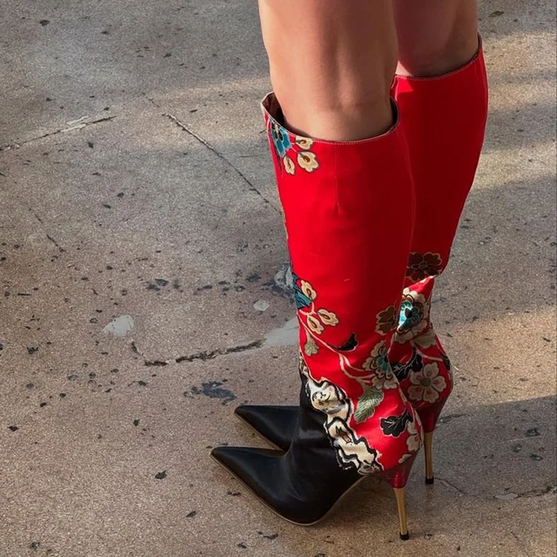 Red Flower Pattern Knee High Boots Thin High Heel Pointed Toe Fashion Cool 2025 Summer Big Size Woman Shoes Zapatillas Mujer
Red Flower Pattern Knee High Boots Thin High Heel Pointed Toe Fashion Cool 2025 Summer Big Size Woman Shoes Zapatillas Mujer