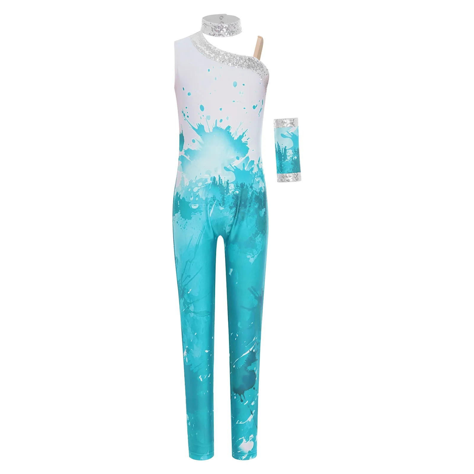 Kids Girls Sequins Printed Gymnastics Jumpsuit Sleeveless Irregular Bodysuit Full Length Leotard with Glove for Figure Skating
Kids Girls Sequins Printed Gymnastics Jumpsuit Sleeveless Irregular Bodysuit Full Length Leotard with Glove for Figure Skating