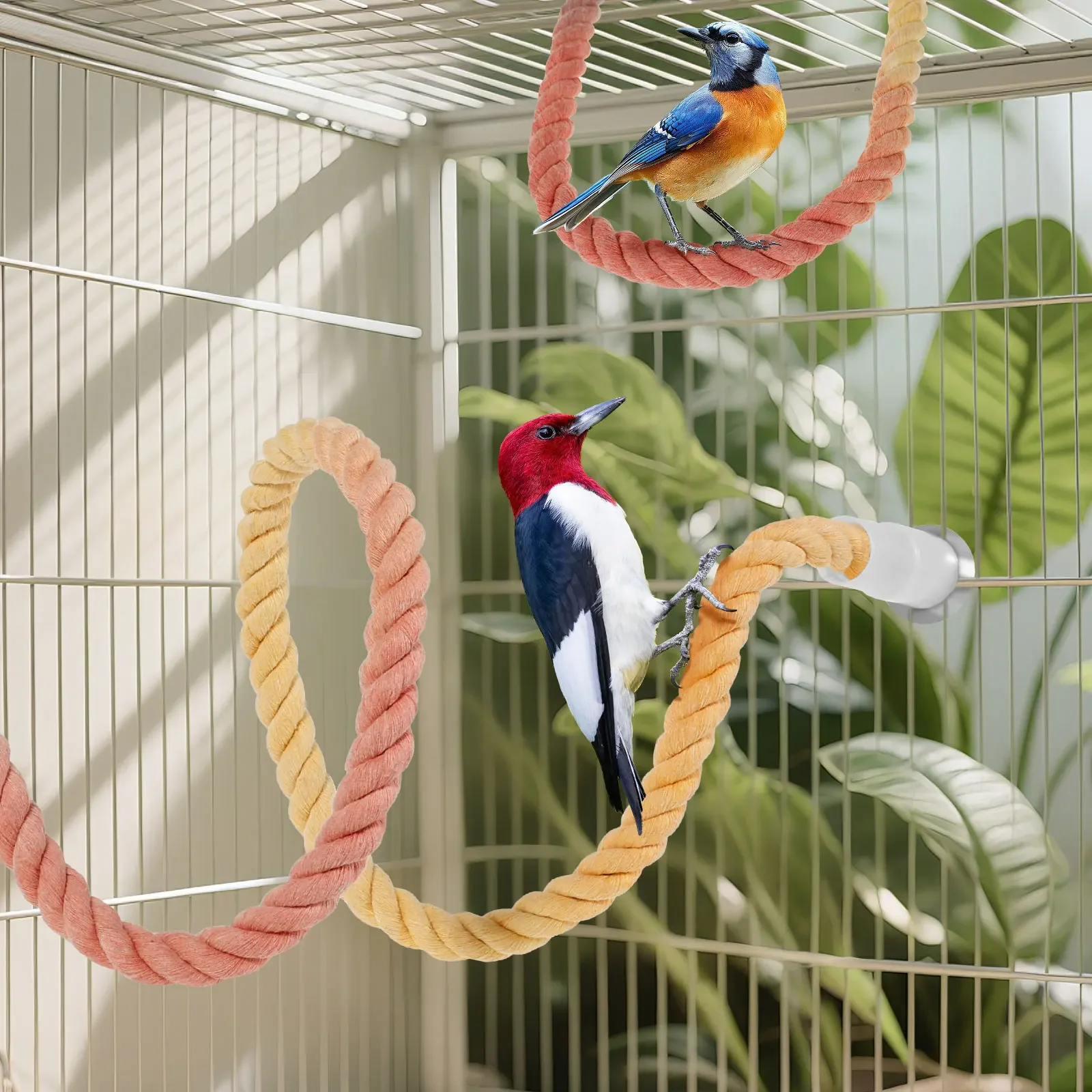 Набор из 3 гибких веревочных перекладин для птиц: игрушка для лазания, жевательная игрушка из хлопковой веревки, подставка-качели для клетки, товары для попугаев
Набор из 3 гибких веревочных перекладин для птиц: игрушка для лазания, жевательная игрушка из хлопковой веревки, подставка-качели для клетки, товары для попугаев