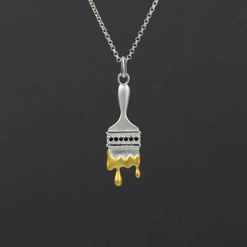 GEEZENCA 925 Sterling Silver Oil Painting Brush Pendant For Necklace Personalized Dainty Small 2 Tone Pendants Women Girls Jewel
GEEZENCA 925 Sterling Silver Oil Painting Brush Pendant For Necklace Personalized Dainty Small 2 Tone Pendants Women Girls Jewel