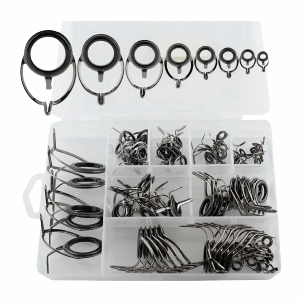 75PCS Stainless Steel Fishing Rod Guide Kit Ceramic Double Feet Fishing Guide Rings Silver Multiple sizes Fishing Rod Tips
75PCS Stainless Steel Fishing Rod Guide Kit Ceramic Double Feet Fishing Guide Rings Silver Multiple sizes Fishing Rod Tips