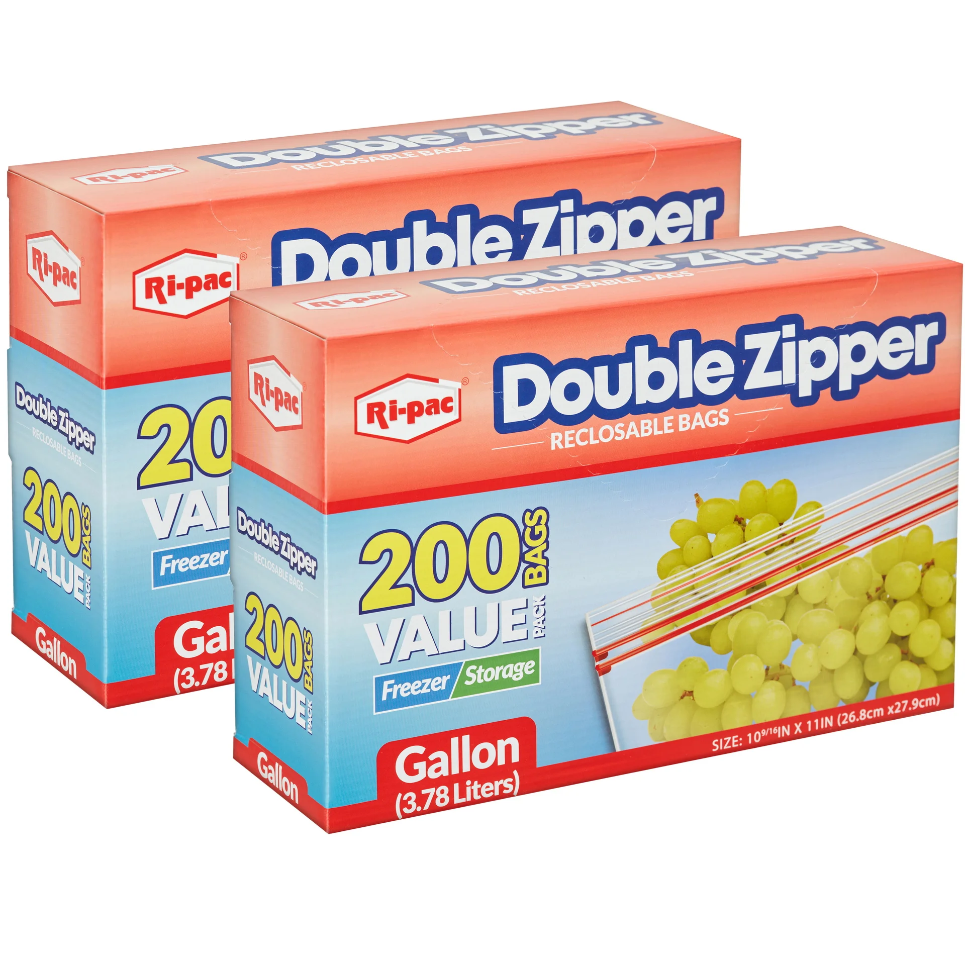 Double Zipper Reclosable Bags,200 BAGS, Gallon size, SET OF 2, 400 BAGS TOTAL
Double Zipper Reclosable Bags,200 BAGS, Gallon size, SET OF 2, 400 BAGS TOTAL