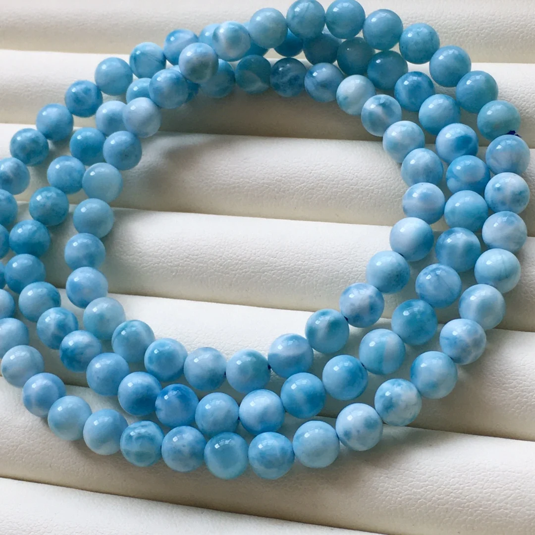 6.5mm Natural Blue Larimar 3 Laps Round Beads Bracelet Rare Stone Larimar Bracelet Woman Men Fashion Jewelry AAAAAA
6.5mm Natural Blue Larimar 3 Laps Round Beads Bracelet Rare Stone Larimar Bracelet Woman Men Fashion Jewelry AAAAAA