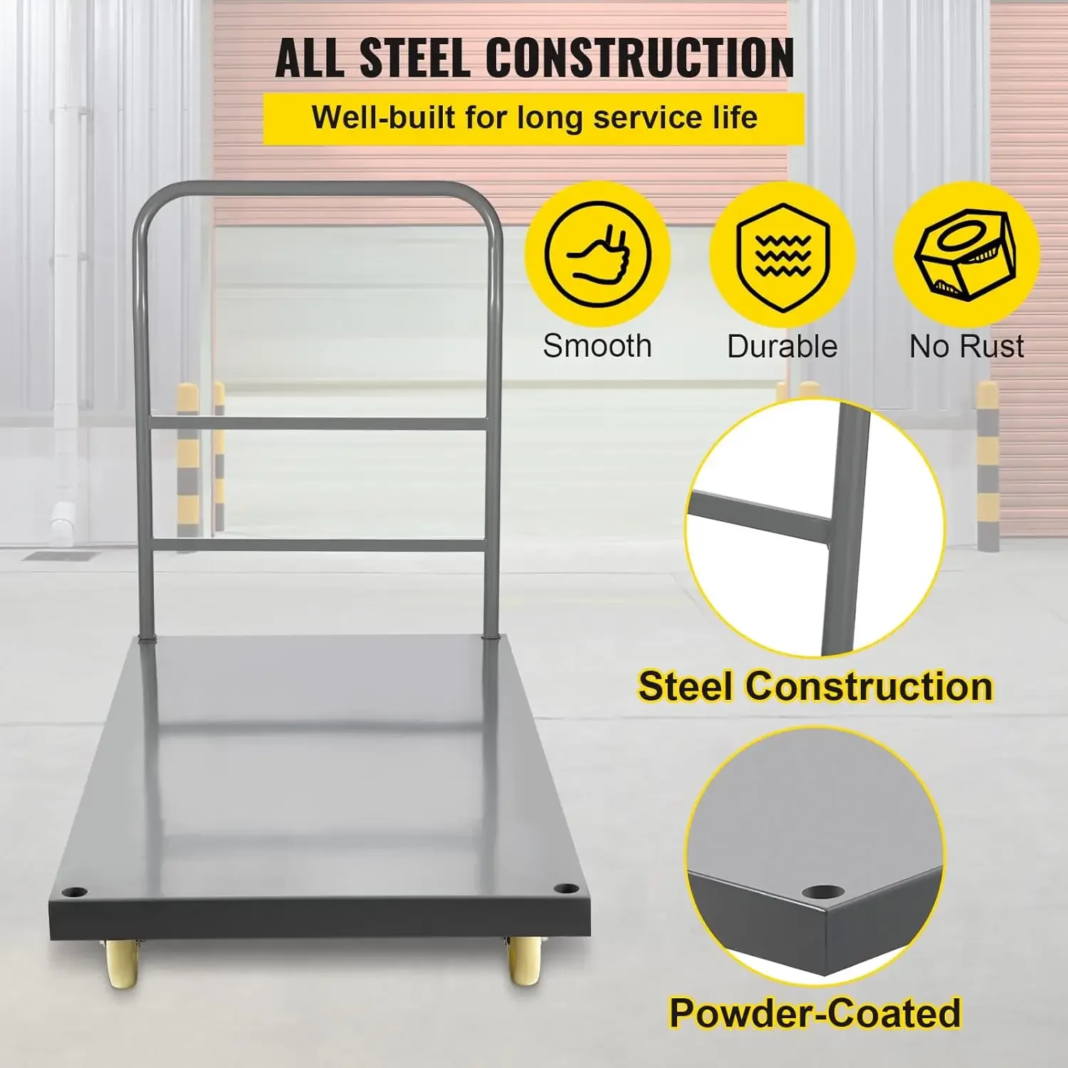 Platform Truck, 2000lbs Capacity Steel Flatbed Cart, 47"Length x 24"Width x 32"Height Flat Dolly, Hand Trucks with5"Nylon Caster
Platform Truck, 2000lbs Capacity Steel Flatbed Cart, 47"Length x 24"Width x 32"Height Flat Dolly, Hand Trucks with5"Nylon Caster