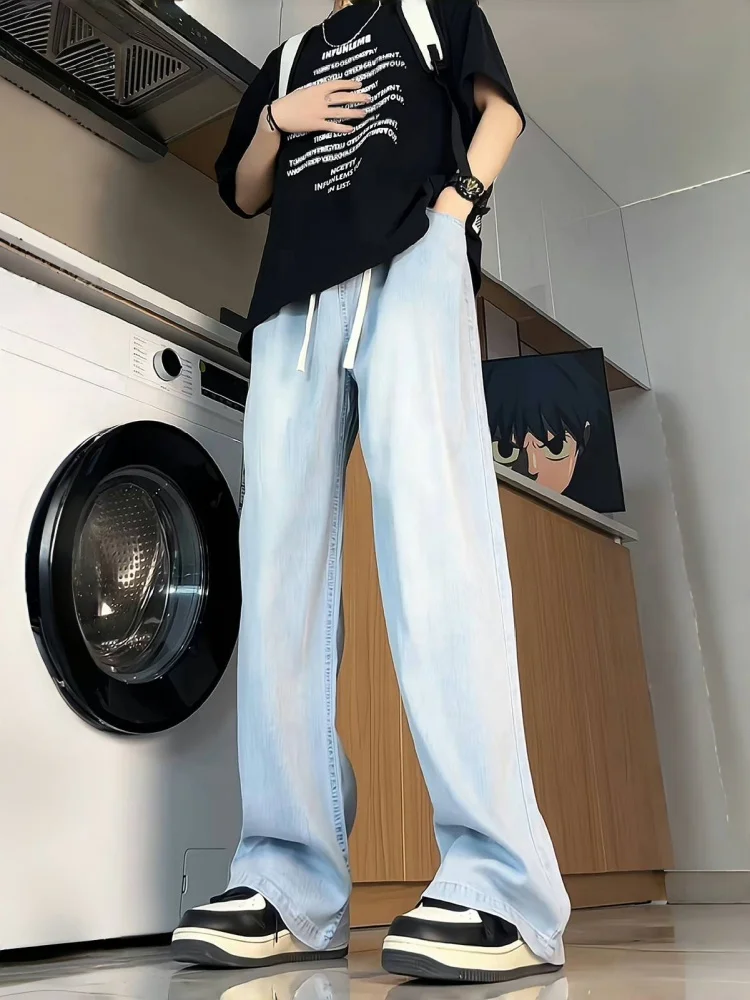 Light Blue Lyocell Ice Silk Jeans Men's Summer Thin Straight Leg Drapey Tall Extended Length Straight Tube Jeans
Light Blue Lyocell Ice Silk Jeans Men's Summer Thin Straight Leg Drapey Tall Extended Length Straight Tube Jeans