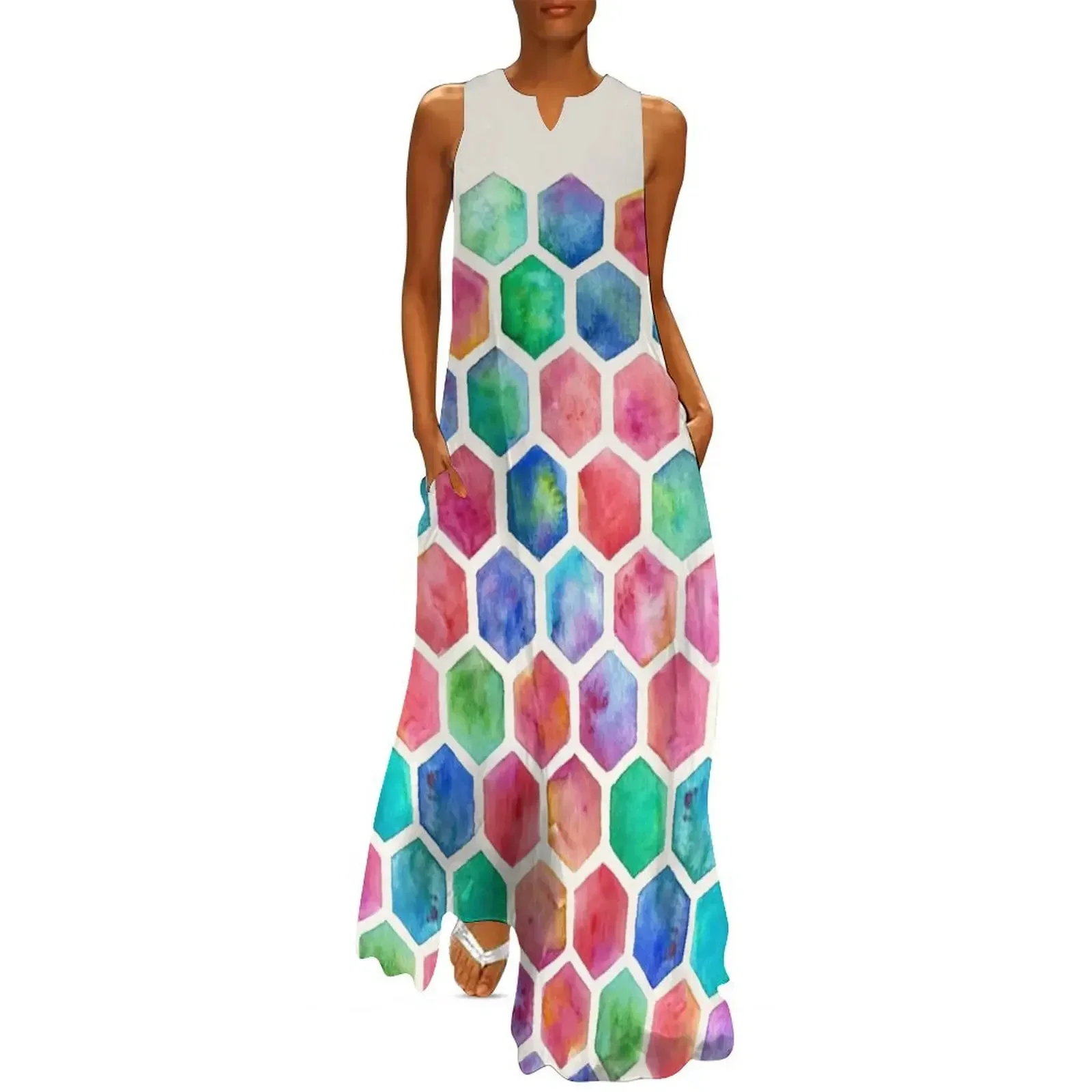 Hand Painted Watercolor Honeycomb Pattern Long Dress Women's dress dress korean style
Hand Painted Watercolor Honeycomb Pattern Long Dress Women's dress dress korean style