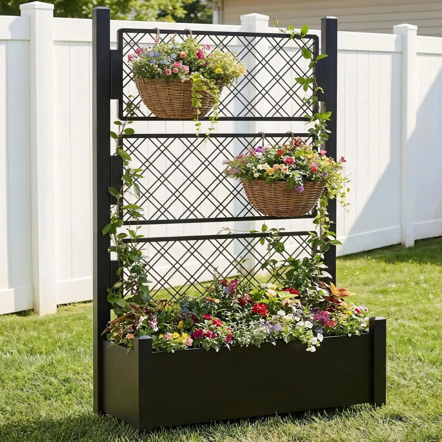 Tall Metal Planter Box Trellis Wheels 72Hx46Wx16D Outdoor Quick Setup Drainage Climbing Plants Privacy Screen Black Customized
Tall Metal Planter Box Trellis Wheels 72Hx46Wx16D Outdoor Quick Setup Drainage Climbing Plants Privacy Screen Black Customized