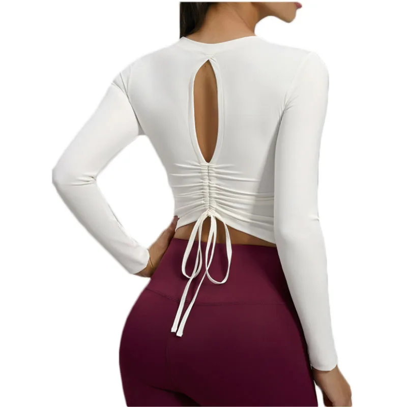 Aiithuug Cutout Back Yoga Long Sleeve Drawstring Back Workout Shirt with Build-in Cup Gym Long Sleeve Sports Quick Dry Crop Long
Aiithuug Cutout Back Yoga Long Sleeve Drawstring Back Workout Shirt with Build-in Cup Gym Long Sleeve Sports Quick Dry Crop Long