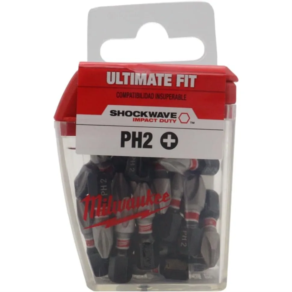 Milwaukee Shockwave Impact Driver Bit Set, #2 Phillips, 25-Pack with Shockzone for Longer Life
Milwaukee Shockwave Impact Driver Bit Set, #2 Phillips, 25-Pack with Shockzone for Longer Life