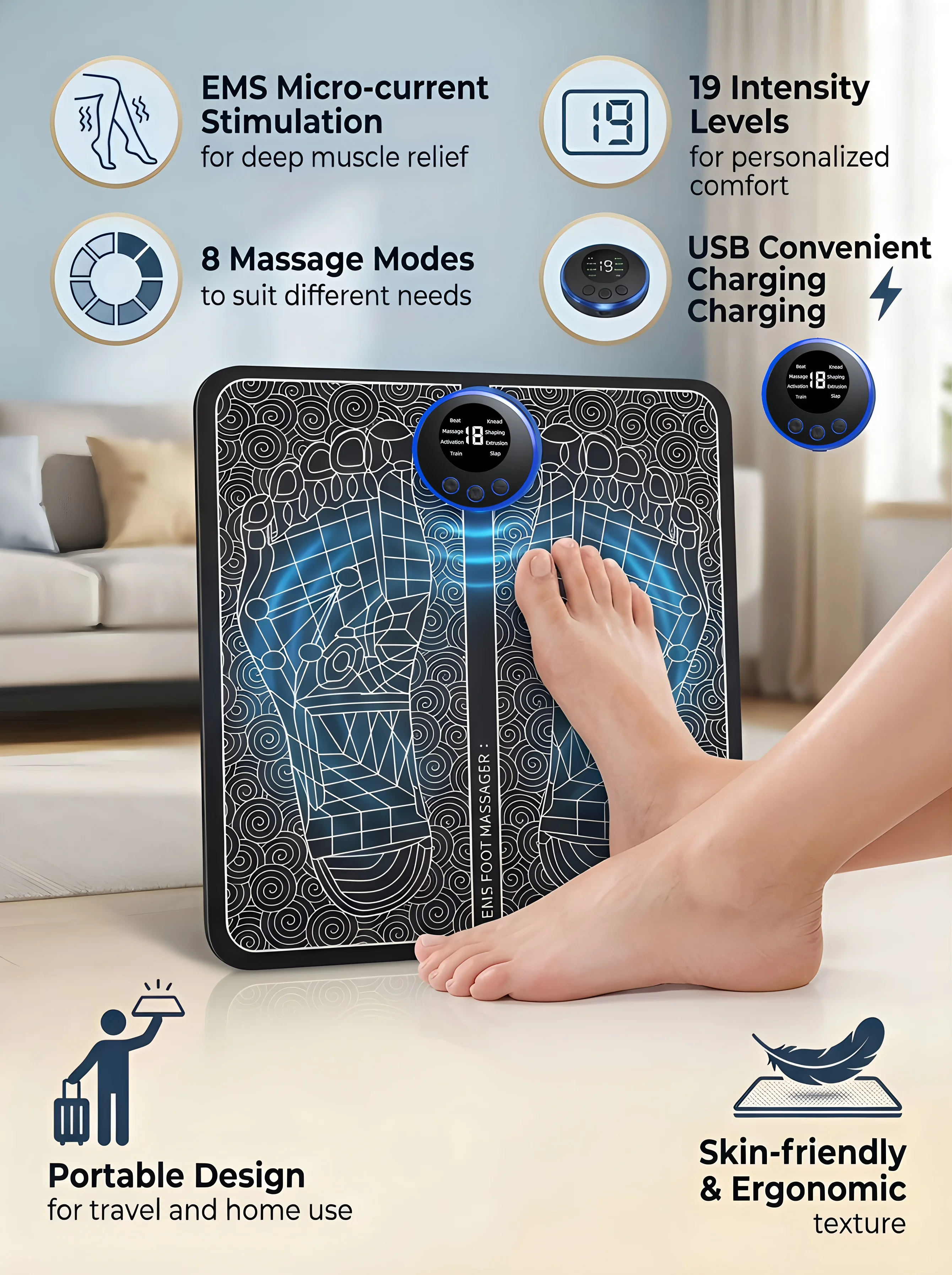 2026EMS Foot Massager Rechargeable Massage Pad Foot Relaxation Pad Electric Foot Massage Tools Promote Blood Circulation
2026EMS Foot Massager Rechargeable Massage Pad Foot Relaxation Pad Electric Foot Massage Tools Promote Blood Circulation