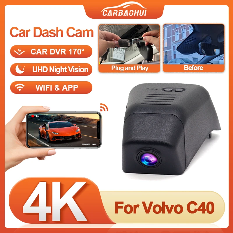For Volvo C40 2022-2025 HD 4K 2160P New Plug and Play WIFi Car DVR Video Recorder Dual Lens Dash Cam DashCam Devices Accessories
For Volvo C40 2022-2025 HD 4K 2160P New Plug and Play WIFi Car DVR Video Recorder Dual Lens Dash Cam DashCam Devices Accessories