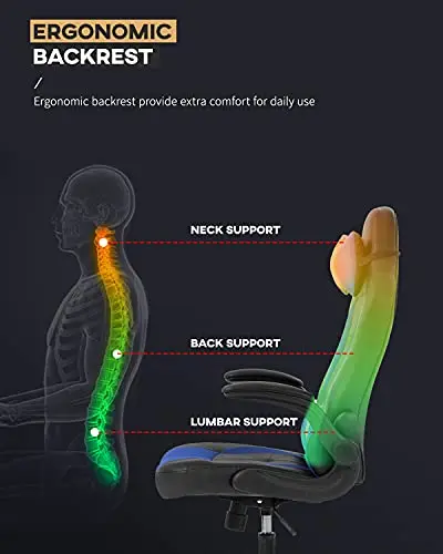 Blue Ergonomic High-Back PU Leather Office Gaming Chair Featuring Adjustable Armrests, Headrest, And Triple-Zone Lumbar Support
Blue Ergonomic High-Back PU Leather Office Gaming Chair Featuring Adjustable Armrests, Headrest, And Triple-Zone Lumbar Support
