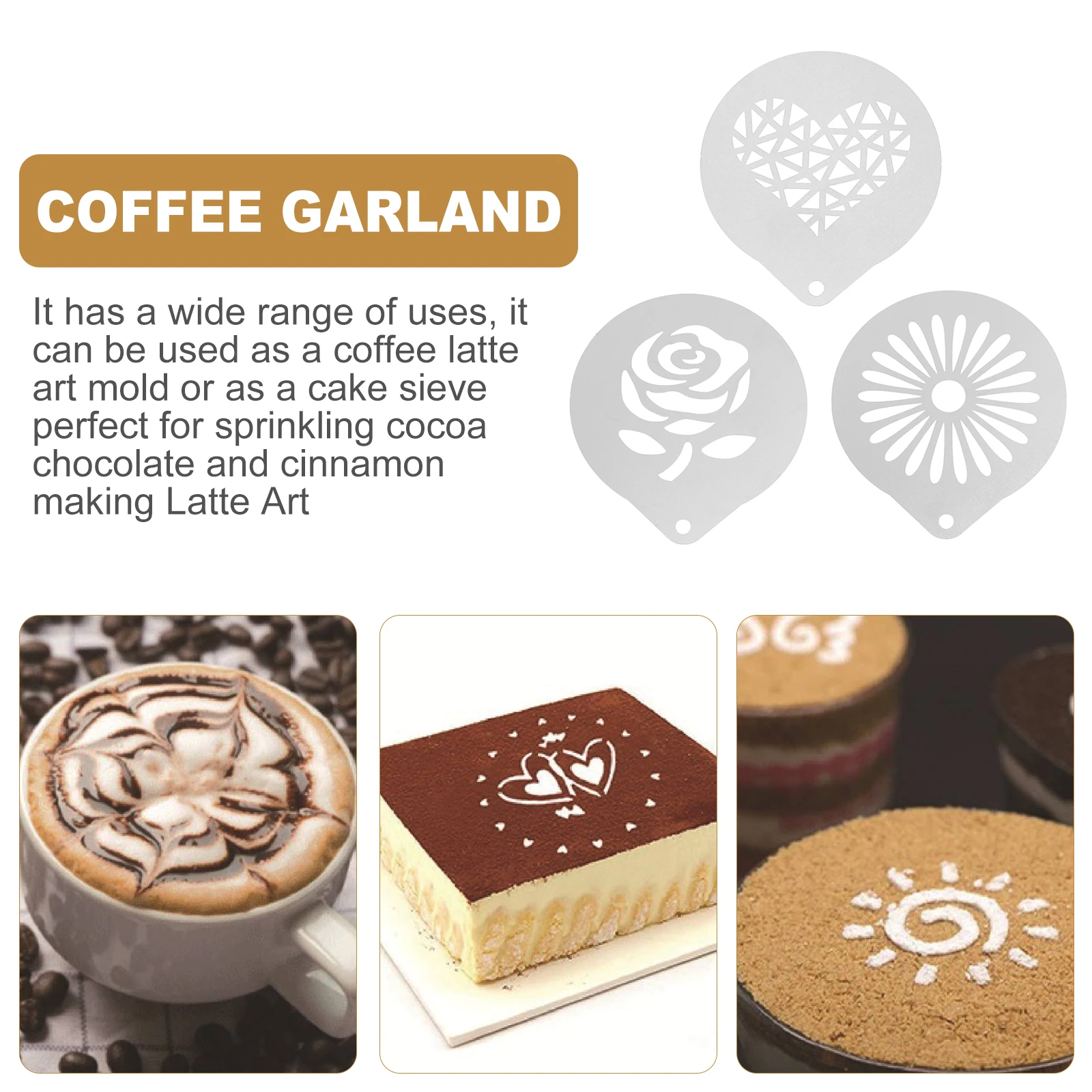 3pcs Cappuccino Latte Art Coffee Stencils Metal Decorating Molds For Cocoa Cinnamon Cake Baking Diy Stainless Steel Coffee Art
3pcs Cappuccino Latte Art Coffee Stencils Metal Decorating Molds For Cocoa Cinnamon Cake Baking Diy Stainless Steel Coffee Art