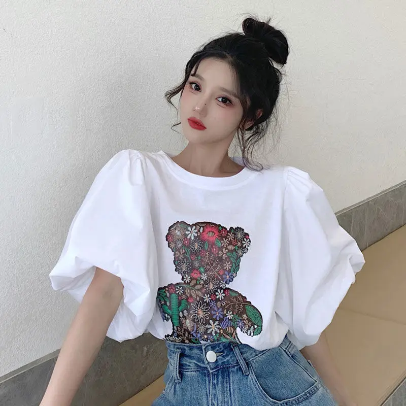 EBAIHUI Puff Sleeved Women's Short Sleeved T-shirt Summer Round Neck Loose Oversized Style Ladies Tee Cute Print Patchwork Top
EBAIHUI Puff Sleeved Women's Short Sleeved T-shirt Summer Round Neck Loose Oversized Style Ladies Tee Cute Print Patchwork Top