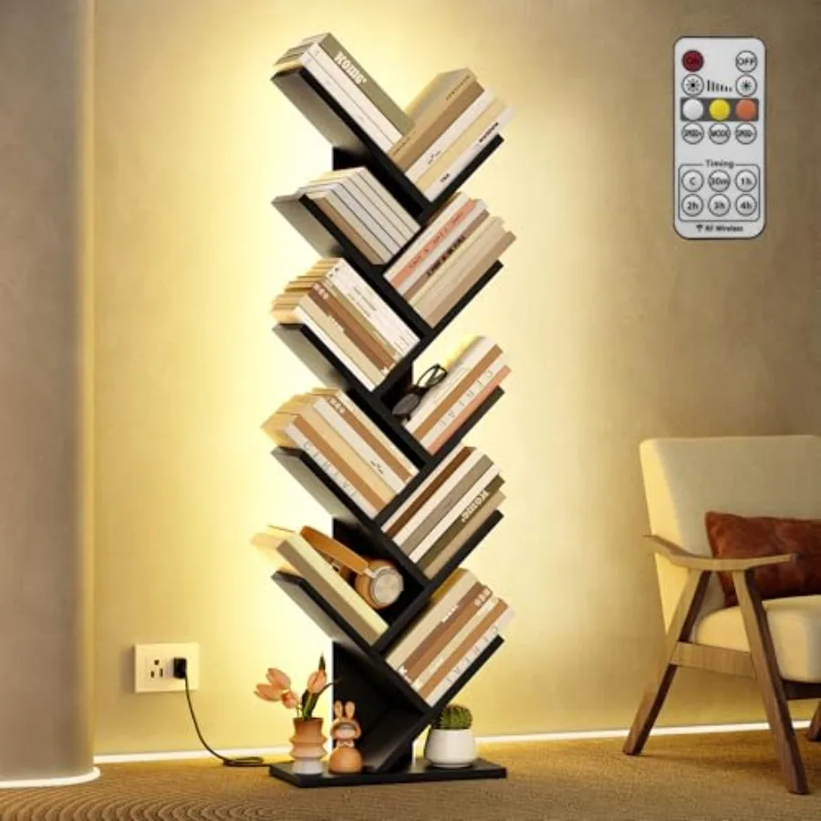 10 Tier Tree Bookshelf Tall Bookcase Freestanding Book Shelf with LED Lights Display Floor Standing Storage Shelf Book Organize
10 Tier Tree Bookshelf Tall Bookcase Freestanding Book Shelf with LED Lights Display Floor Standing Storage Shelf Book Organize