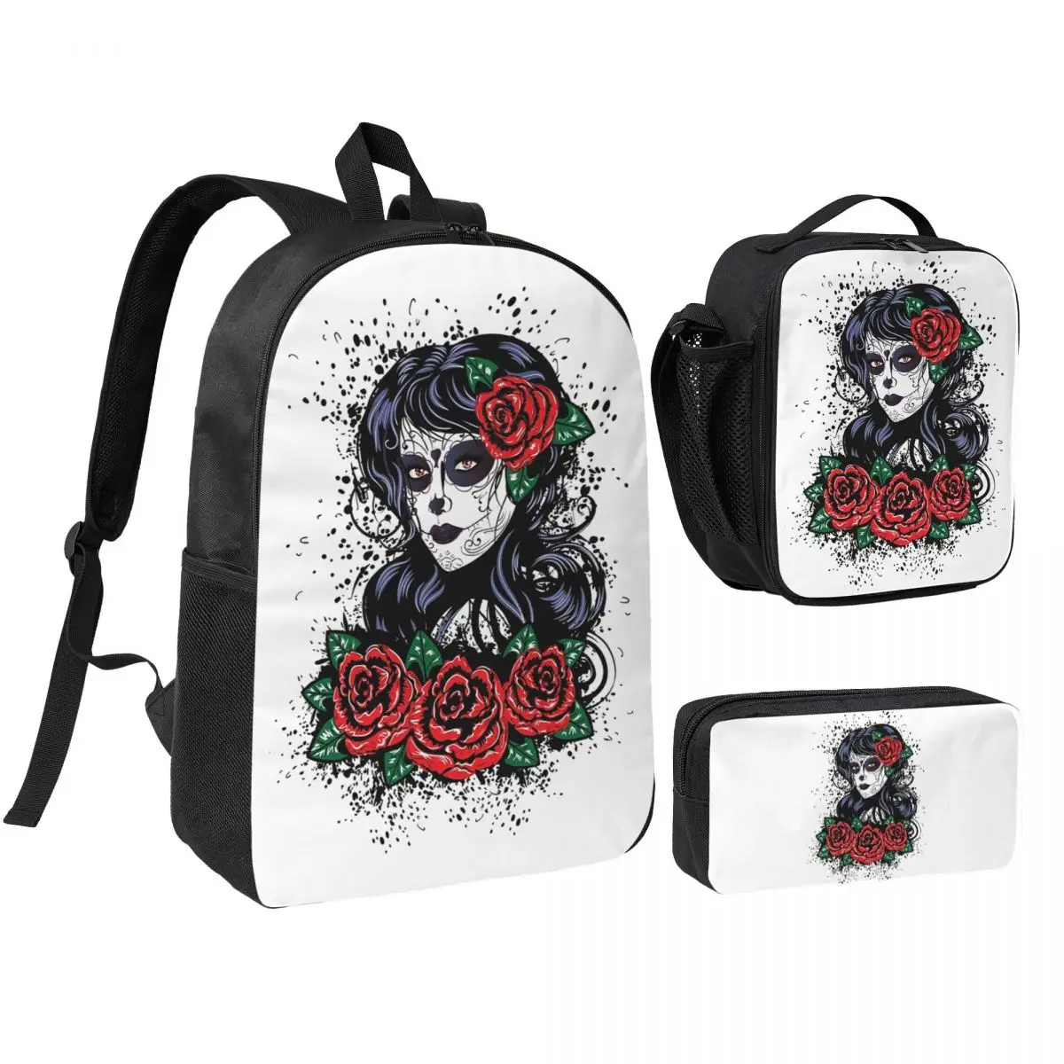 Mexican Catrina Girl Day Of The Dead Skull Backpack BookBag School Bag Laptop Shoulder Bags 3ps Insulated Lunch Bag Pencil Case
Mexican Catrina Girl Day Of The Dead Skull Backpack BookBag School Bag Laptop Shoulder Bags 3ps Insulated Lunch Bag Pencil Case