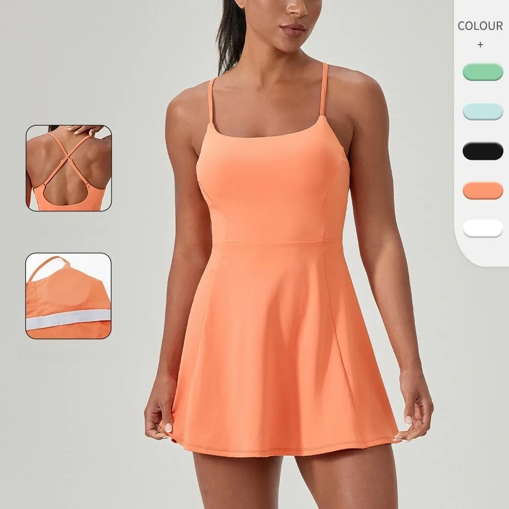 Женское летнее теннисное платье со встроенными чашечками для бюстгальтера, эффект голой кожи, быстросохнущее, для тренировок, спортивное платье, мини-юбка для бега
Женское летнее теннисное платье со встроенными чашечками для бюстгальтера, эффект голой кожи, быстросохнущее, для тренировок, спортивное платье, мини-юбка для бега
