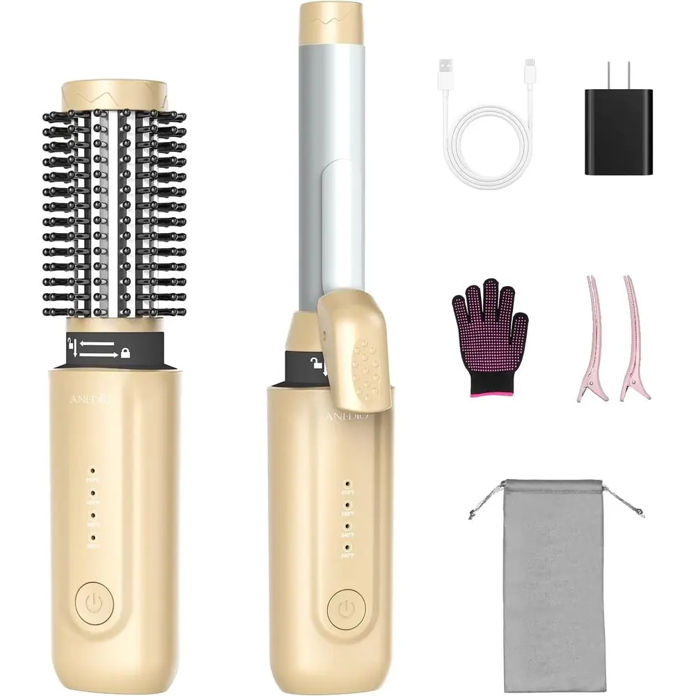 4-in-1 Portable Mini Travel Hair Curling Iron with 8000mAh Battery, 4 Temperature Settings, 1/1.5 Inch Plates, Rechargeable, Neg
4-in-1 Portable Mini Travel Hair Curling Iron with 8000mAh Battery, 4 Temperature Settings, 1/1.5 Inch Plates, Rechargeable, Neg