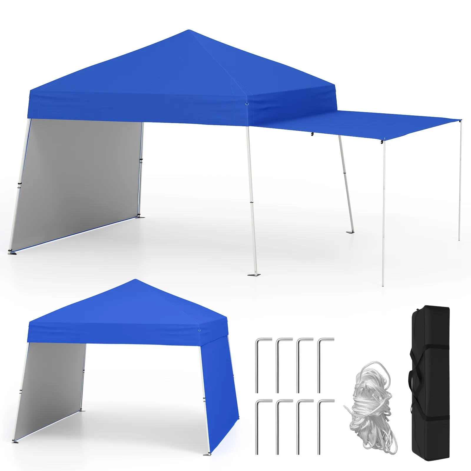 14 X 9.2 FT Pop up Canopy Tent w/ 2 Convertible Sidewalls to Awning & Stakes
14 X 9.2 FT Pop up Canopy Tent w/ 2 Convertible Sidewalls to Awning & Stakes