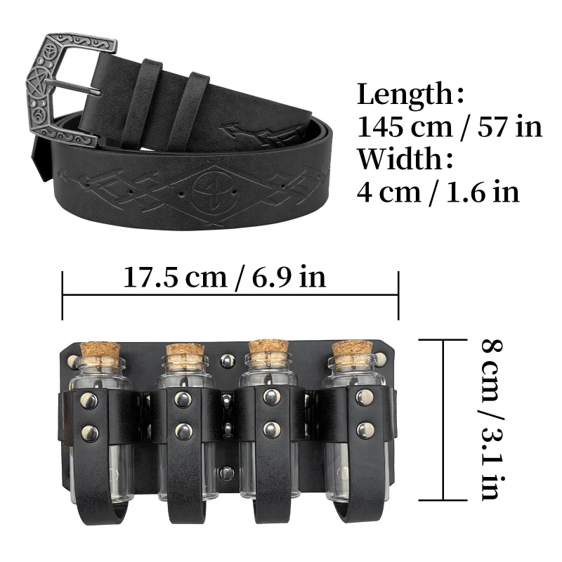 Viking Leather Potion Belt Set MedievalBottles Cosplay Accessory
Viking Leather Potion Belt Set MedievalBottles Cosplay Accessory