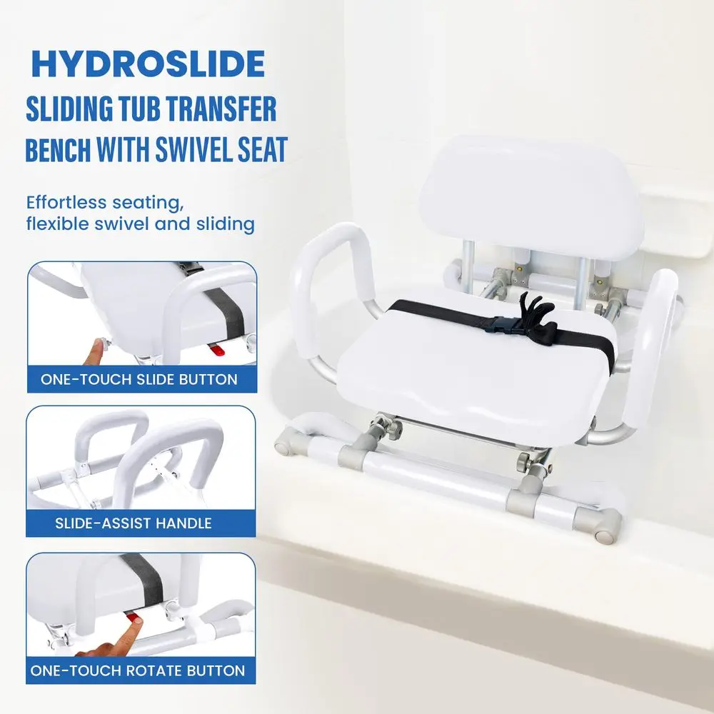 HydroSlide Sliding Shower Chair Swivel Seat for Bathtub, Soft, Padded with IndustryExclusive, Patented GapBridge Safety Feature
HydroSlide Sliding Shower Chair Swivel Seat for Bathtub, Soft, Padded with IndustryExclusive, Patented GapBridge Safety Feature