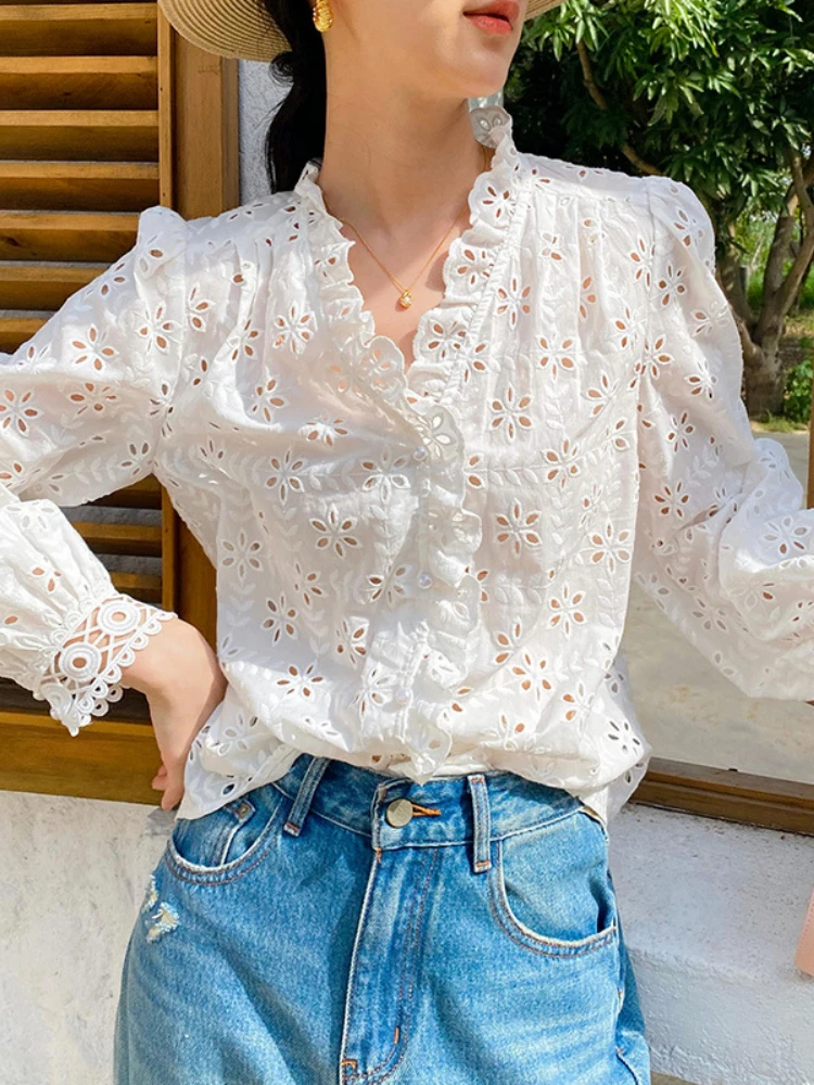 GypsyLady French Style Sexy Blouse Shirt Floral Boho Cotton Loose Sheer Hollow Out Vintage Vocation Ladies Women Casual Tops New
GypsyLady French Style Sexy Blouse Shirt Floral Boho Cotton Loose Sheer Hollow Out Vintage Vocation Ladies Women Casual Tops New