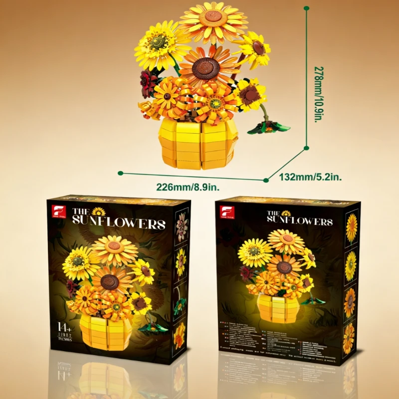 Набор для сборки букета из 1009 деталей «Подсолнух» с вазой, развивающая игрушка-конструктор для детей, креативный декор для дома, праздничный подарок
Набор для сборки букета из 1009 деталей «Подсолнух» с вазой, развивающая игрушка-конструктор для детей, креативный декор для дома, праздничный подарок