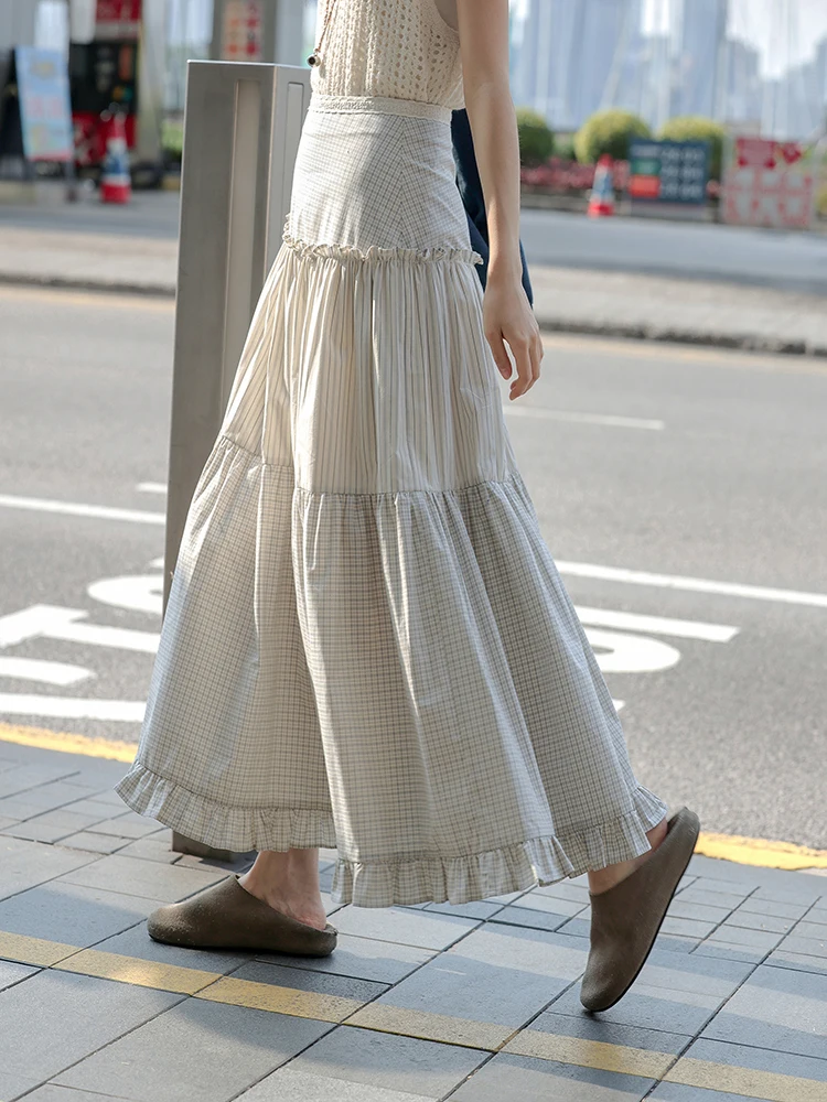 Ele Plaid High Waist Midi Skirt Women's Summer Patchwork Design Wood ain Long Slimming Skirt A-Line Gown
Ele Plaid High Waist Midi Skirt Women's Summer Patchwork Design Wood ain Long Slimming Skirt A-Line Gown