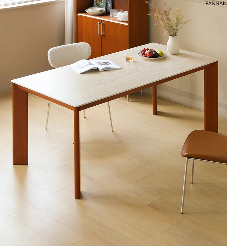 Solid wood travertine rock slab dining table retro style cherry wood rectangular dining table thickened simple large dining
Solid wood travertine rock slab dining table retro style cherry wood rectangular dining table thickened simple large dining