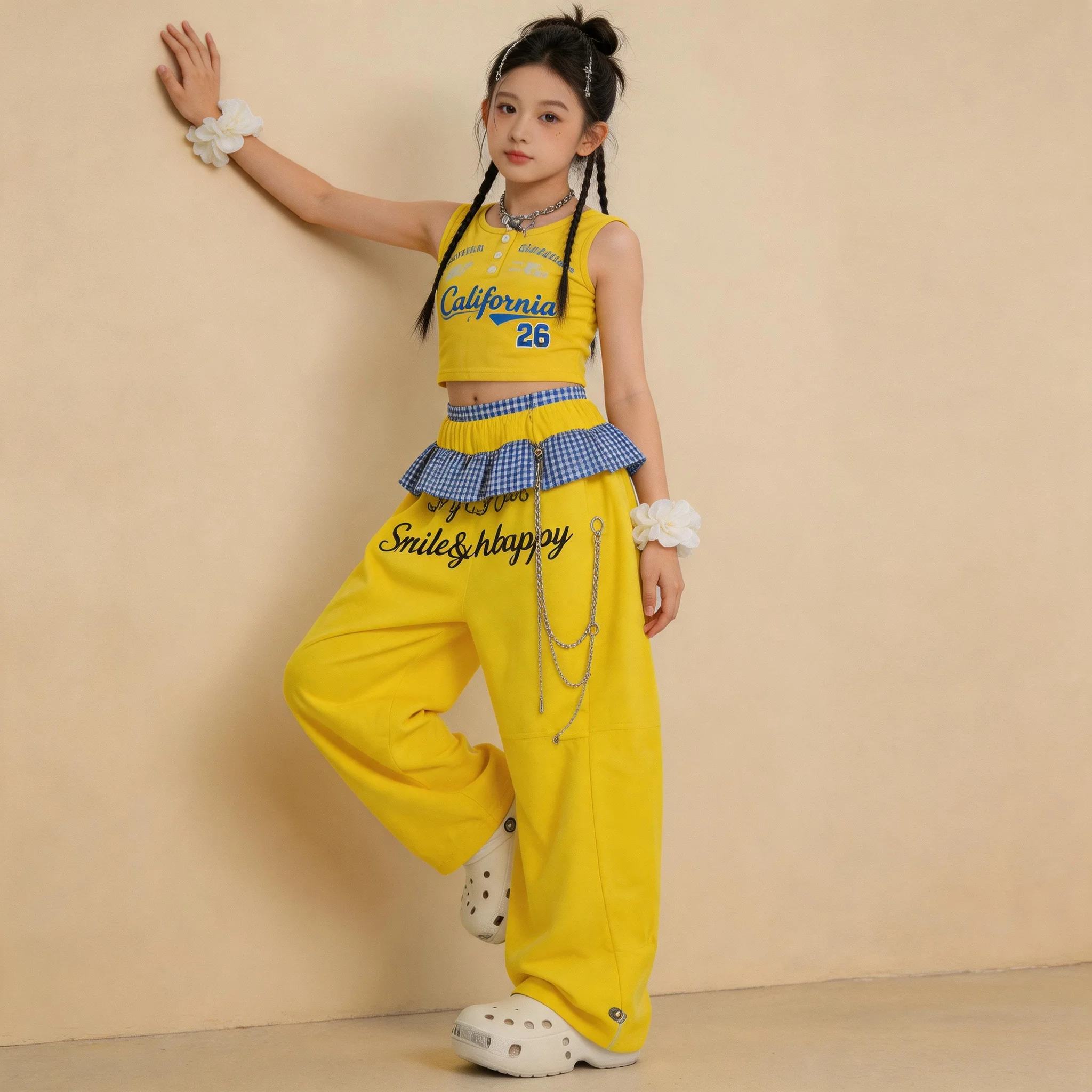 Girls K-pop Crop Tops Cargo Pants Kids Hip Hop Jazz Street Dance Sets Children Streetwear Girls Stage Performance Costumes
Girls K-pop Crop Tops Cargo Pants Kids Hip Hop Jazz Street Dance Sets Children Streetwear Girls Stage Performance Costumes
