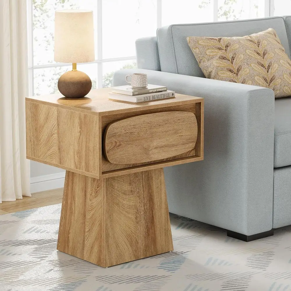 Natural Wooden Side Table with Storage, Curved Handle, Suitable for Small Spaces: Nightstand or Living Room
Natural Wooden Side Table with Storage, Curved Handle, Suitable for Small Spaces: Nightstand or Living Room